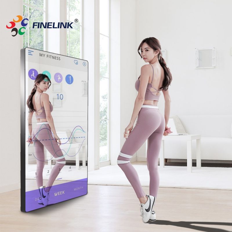 Outdoor Lcd Display Wall Advertising Fitness Mirror Glass Touch Panel For Gym