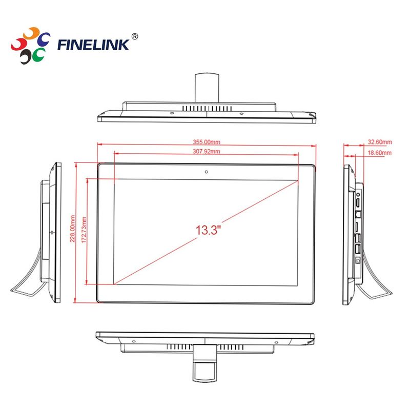 13.3 Inch ODM LCD Panel Monitor Full HD Industrial Touchscreen Display For Gaming