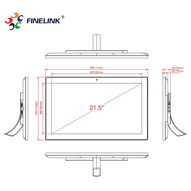 Capacitive Black Touch All In One PC 32 Inch Portable VA/IPS Display