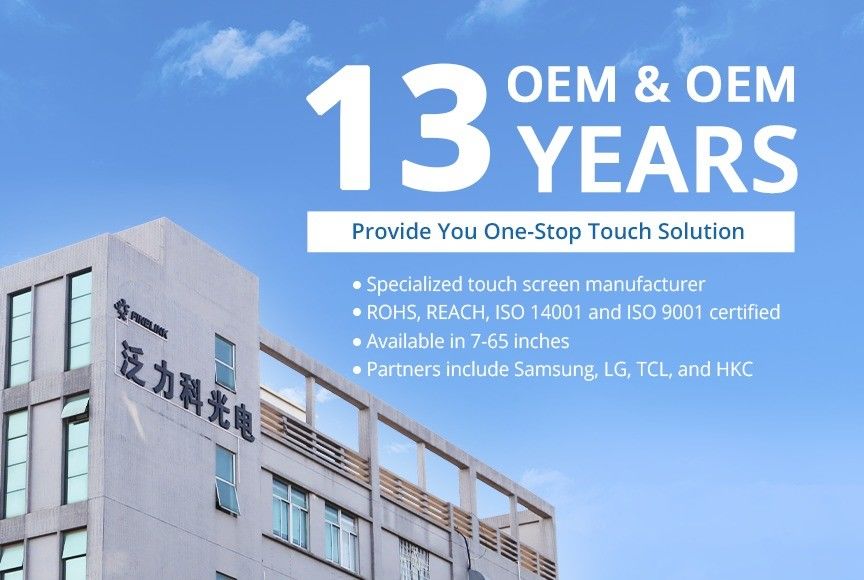 Custom Tempered Glass 18.5 inch Touch Screen Panel with USB/IIC/Serial Port Interface