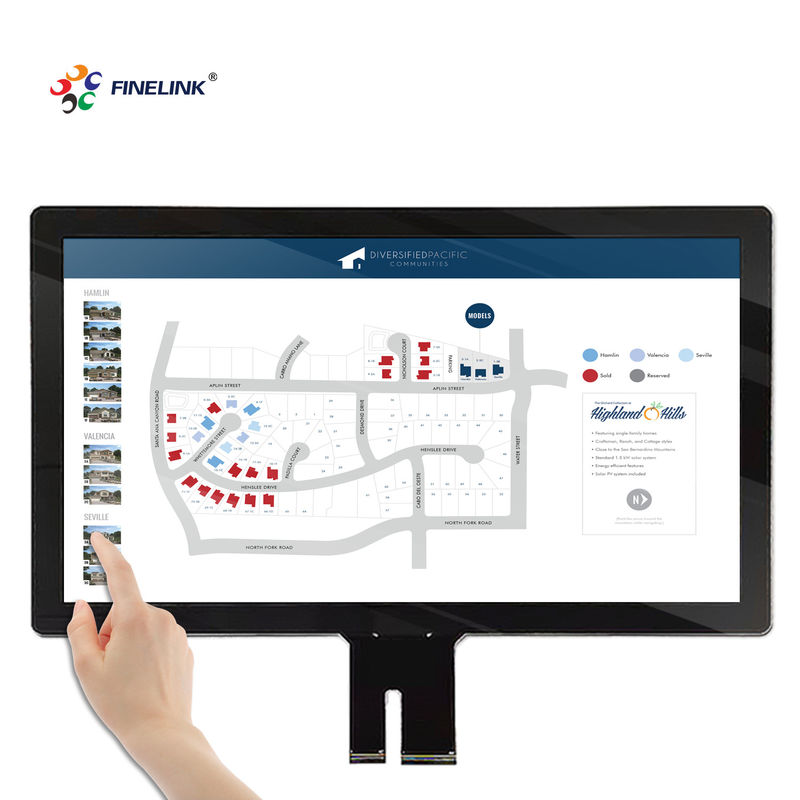 18.5 Inch USB Projected Capacitive Touch Screen Panel For Glass Glass FPC IC Structure